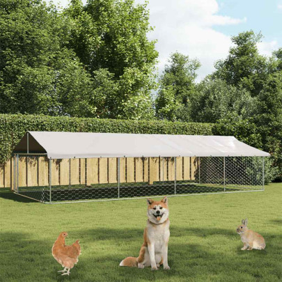 Padoc pentru câini de exterior - cu acoperiș - 600x300x150 cm