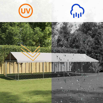 Padoc Câini Exterior cu Acoperiș 600x300x150 cm - Livrare Gratuită