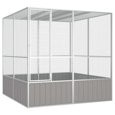 Colivie pentru păsări gri 213,5x217,5x211,5 cm oțel galvanizat