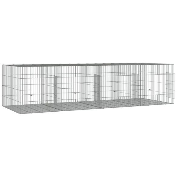 Cușcă Iepuri 4 Camere 217x79x54 cm - Fier Galvanizat
