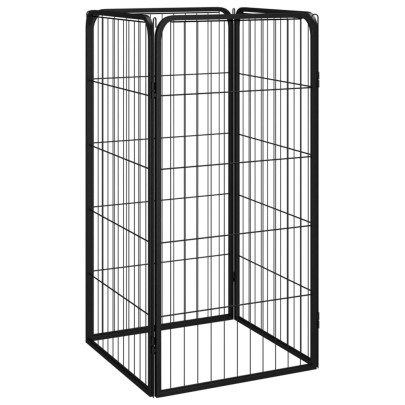 Padoc pentru câini cu 4 panouri - negru - 50x100 cm - oțel