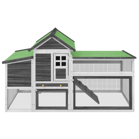 Coteț Găini Lemn Masiv Pin - 186x58x113 cm - Gri