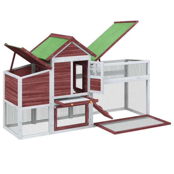 Coteț Găini Lemn Masiv - Cafeniu - 186x58x113 cm - Livrare Gratuită