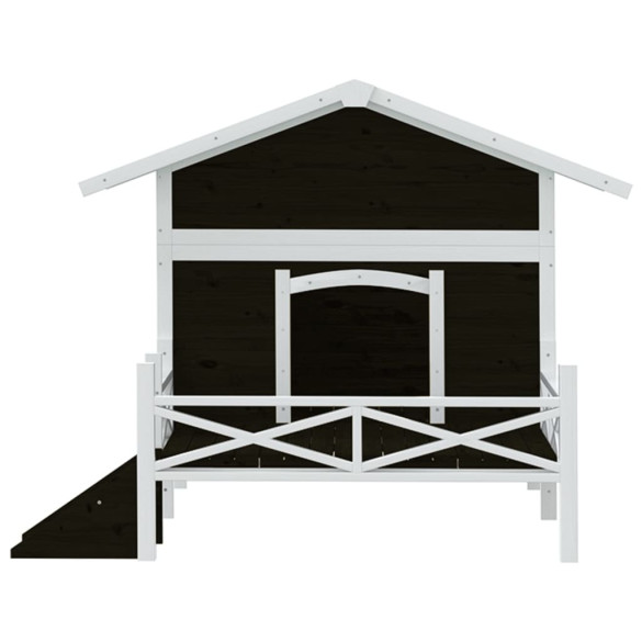 Cușcă Câini Lemn Masiv Pin 159x120x88,5 cm - Gri