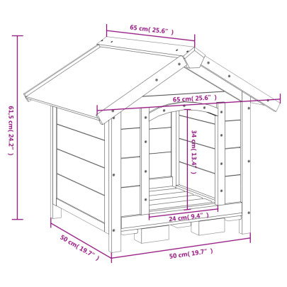 Cușcă Câini Lemn Pin 65x65x61,5 cm - Livrare Gratuită