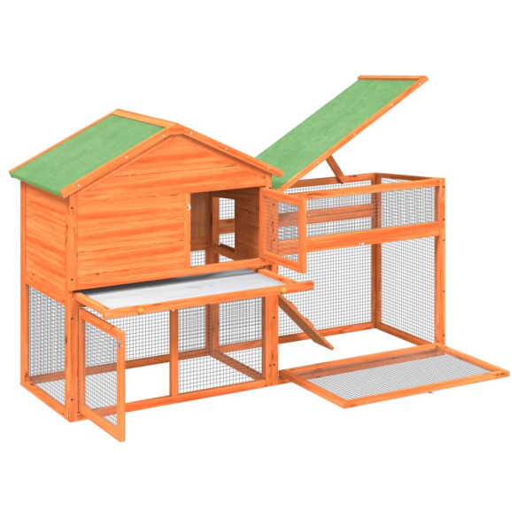 Cușcă Iepuri Lemn Masiv Pin 185x60x109 cm - Livrare Gratuită