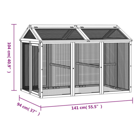 Cușcă Exterior Lemn Pin 141x94x104 cm - Livrare Gratuită