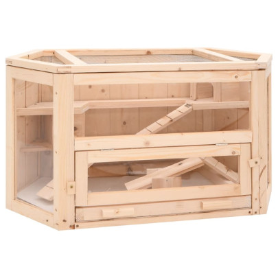 Cușcă Hamster Lemn Masiv - 80x40x43 cm - Ventilație Perfectă
