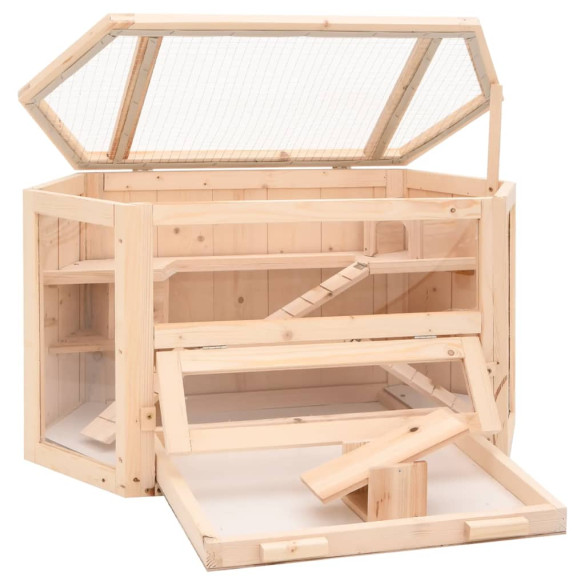 Cușcă Hamster Lemn Masiv - 80x40x43 cm - Ventilație Perfectă