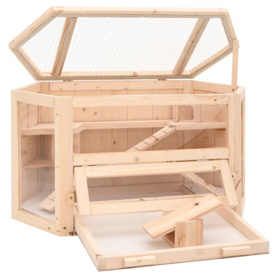 Cușcă Hamster Lemn Masiv - 80x40x43 cm - Ventilație Perfectă