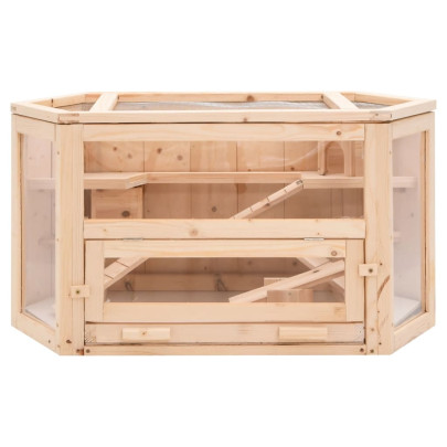 Cușcă Hamster Lemn Masiv - 80x40x43 cm - Ventilație Perfectă