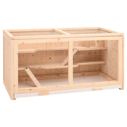 Cușcă Hamster Lemn Brad Masiv 89,5x45x45 cm - Ventilație Perfectă