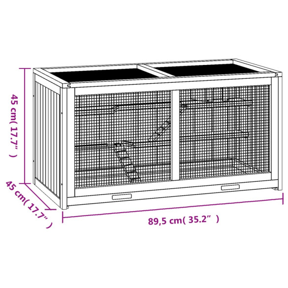 Cușcă Hamster Lemn Brad Masiv 89,5x45x45 cm - Ventilație Perfectă