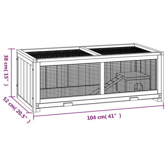 Cușcă Hamster Lemn Masiv - 104x52x54 cm - Ventilație Perfectă