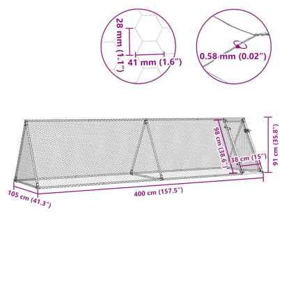 Coteț Păsări Oțel Galvanizat 400x105x91 cm | Livrare Gratuită