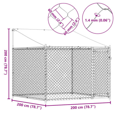 Cușcă Câini Exterior 2x2m - Oțel Galvanizat cu Acoperiș