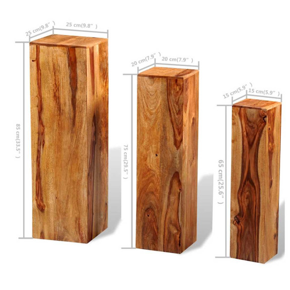 Suport Plante 3 Piese Lemn Masiv Palisandru - Decor Natural