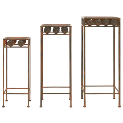 Set suport plante - 3 buc. - ruginiu - metal - stil vintage