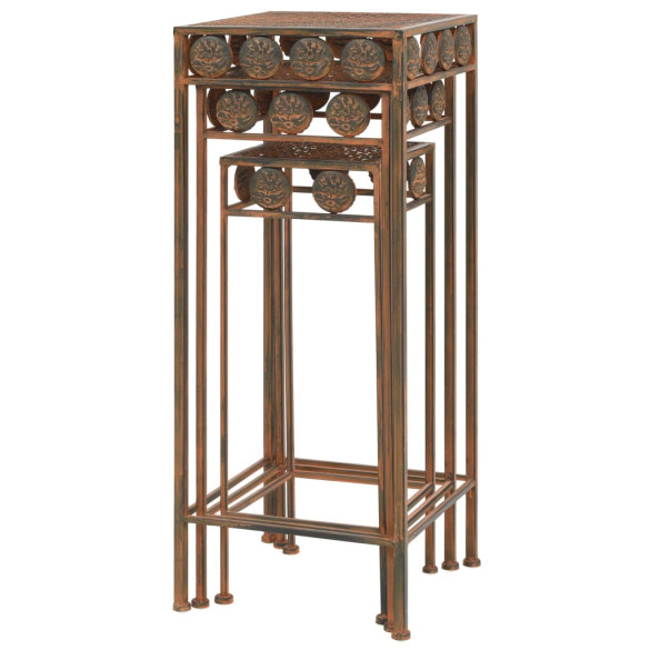 Set 3 Suporturi Plante Vintage - Metal Ruginiu