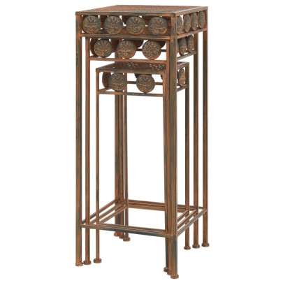 Set 3 Suporturi Plante Vintage - Metal Ruginiu