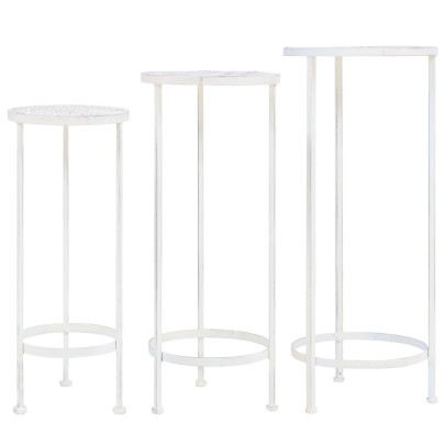 Set suporturi plante - 3 piese - vintage - metalic - alb antichizat
