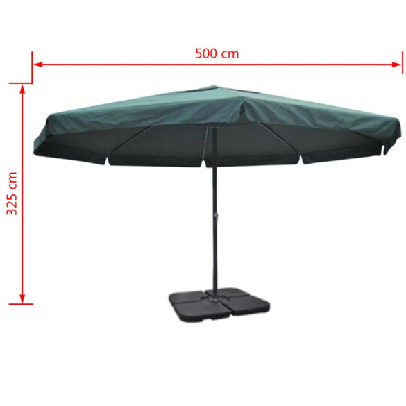 Umbrelă de soare din aluminiu cu bază portabilă - Verde
