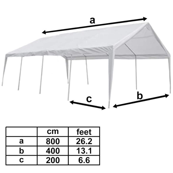 Marchiză Petreceri 8x4m Albă | Cort Exterior Rezistent