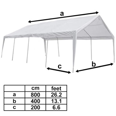 Marchiză Petreceri 8x4m Albă | Cort Exterior Rezistent