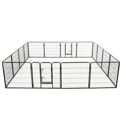 Țarc pentru câini - 16 panouri - oțel - 80 x 80 cm - negru
