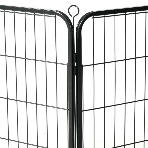 Țarc Câini Oțel 16 Panouri 80x80 cm - Negru | Livrare Gratuită