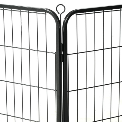 Țarc Câini Oțel 16 Panouri 80x80 cm - Negru | Livrare Gratuită