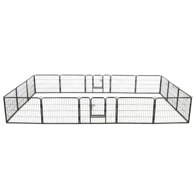 Țarc pentru câini - 16 panouri - oțel - 60 x 80 cm - negru
