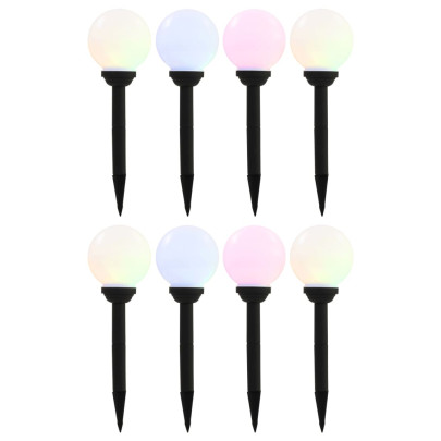 Lămpi Solare Exterior Sferice RGB - Set 8 Bucăți