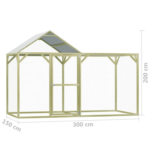Coteț Păsări Lemn Pin Tretat 3x1.5x2m - Livrare Gratuită