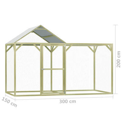 Coteț Păsări Lemn Pin Tretat 3x1.5x2m - Livrare Gratuită