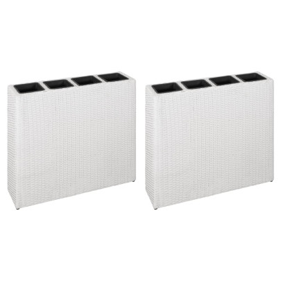 Set Jardiniere Ratan cu Ghivece - Alb - Livrare Gratuita
