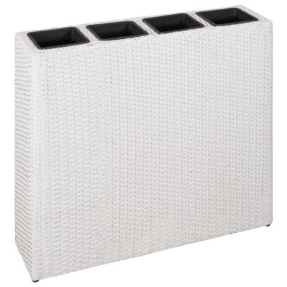 Set Jardiniere Ratan cu Ghivece - Alb - Livrare Gratuita