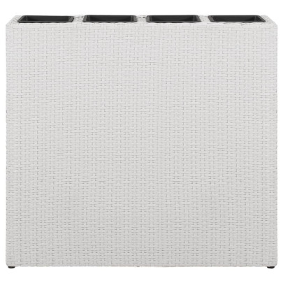Set Jardiniere Ratan cu Ghivece - Alb - Livrare Gratuita