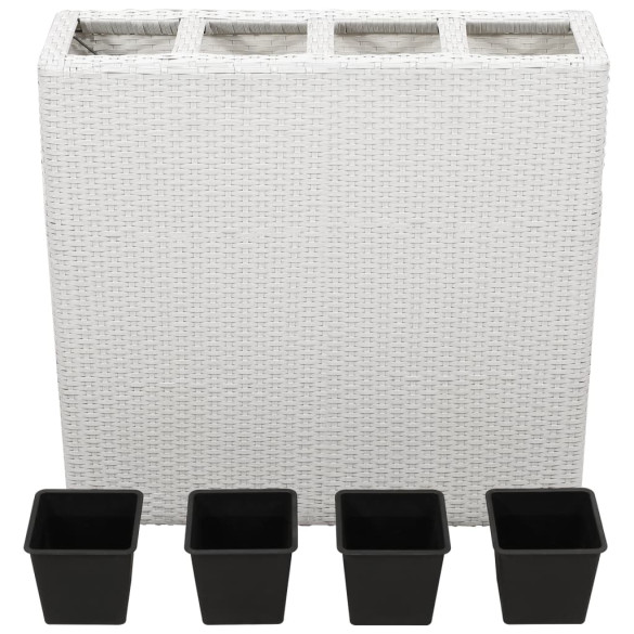 Set Jardiniere Ratan cu Ghivece - Alb - Livrare Gratuita