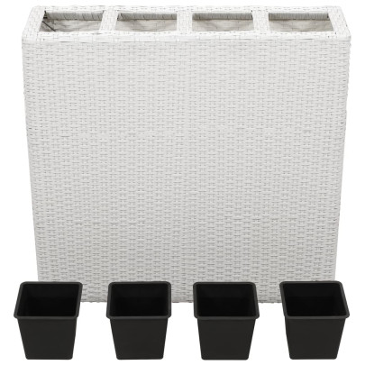 Set Jardiniere Ratan cu Ghivece - Alb - Livrare Gratuita