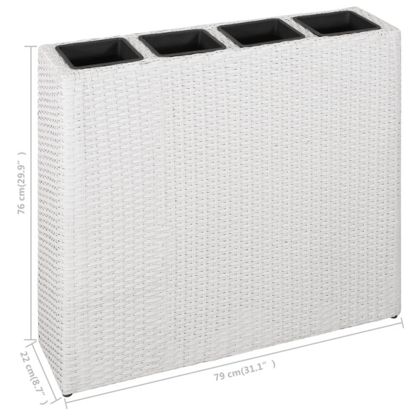 Set Jardiniere Ratan cu Ghivece - Alb - Livrare Gratuita