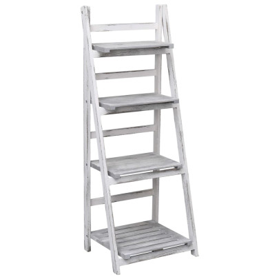 Stativ de plante cu 4 rafturi - gri - 43x33x113 cm - lemn