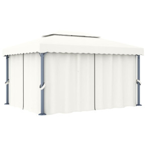 Pavilion cu Perdea - 4x3m - Alb Crem - Aluminiu