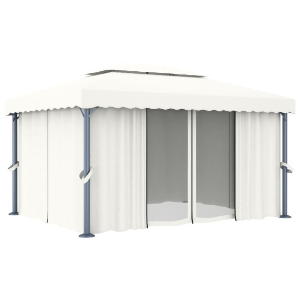 Pavilion cu Perdea - 4x3m - Alb Crem - Aluminiu