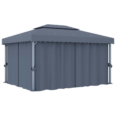 Pavilion cu perdea - antracit - 4 x 3 m - aluminiu