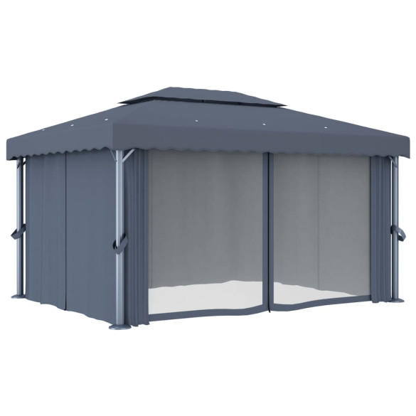 Pavilion cu Perdele Antracit 4x3m - Aluminiu Rezistent