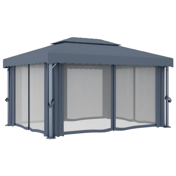 Pavilion cu Perdele Antracit 4x3m - Aluminiu Rezistent