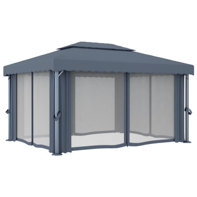 Pavilion cu Perdele Antracit 4x3m - Aluminiu Rezistent