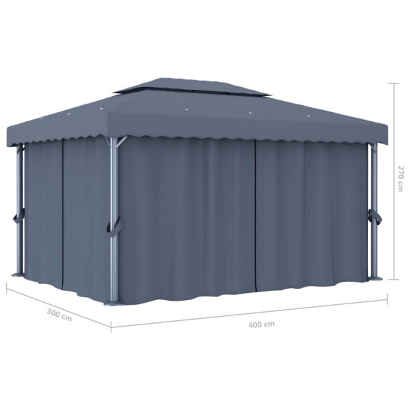 Pavilion cu Perdele Antracit 4x3m - Aluminiu Rezistent