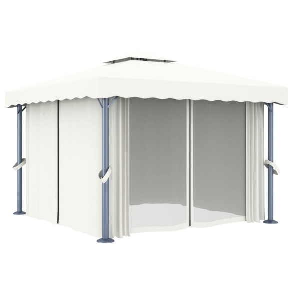 Pavilion cu Perdea Alb Crem 3x3m - Livrare Gratuita